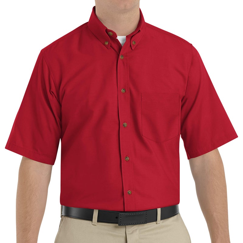 Red Kap Mens Poplin Dress Shirt, Stain And Wrinkle Resistant, Short Sleeve, Red, XX-Large Tall US - Image 4